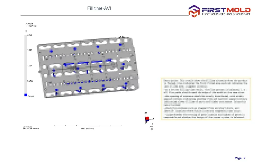 Segunda imagen del tiempo de llenado AVI en el análisis del flujo del molde