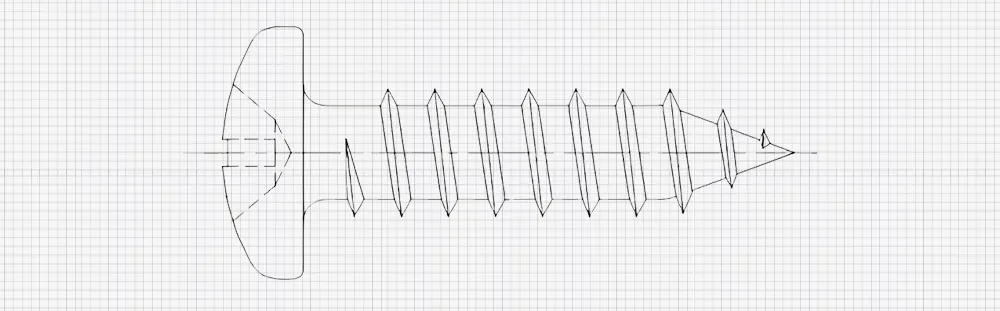 Dibujo de tornillos autorroscantes