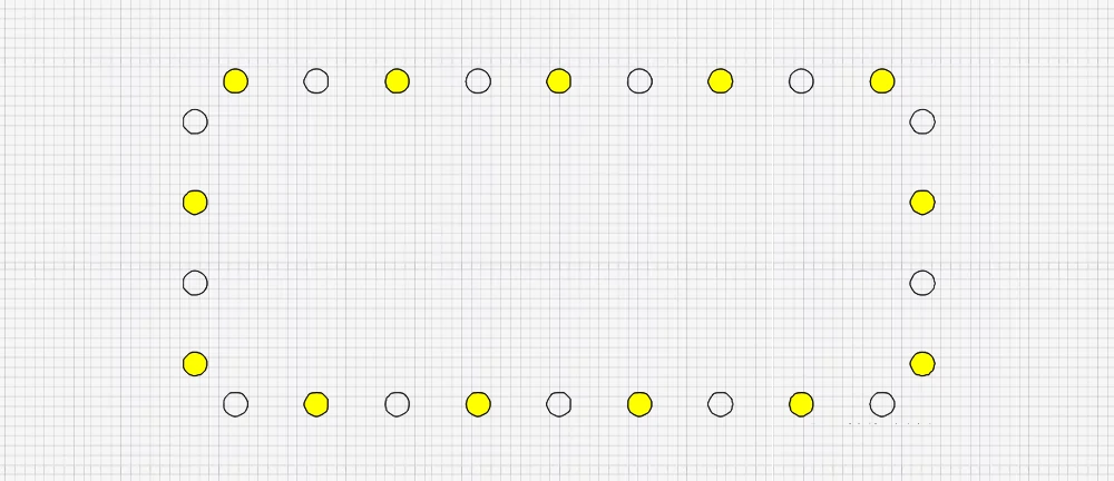 doble el número de columnas de remaches y agujeros