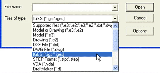 open the iges file
