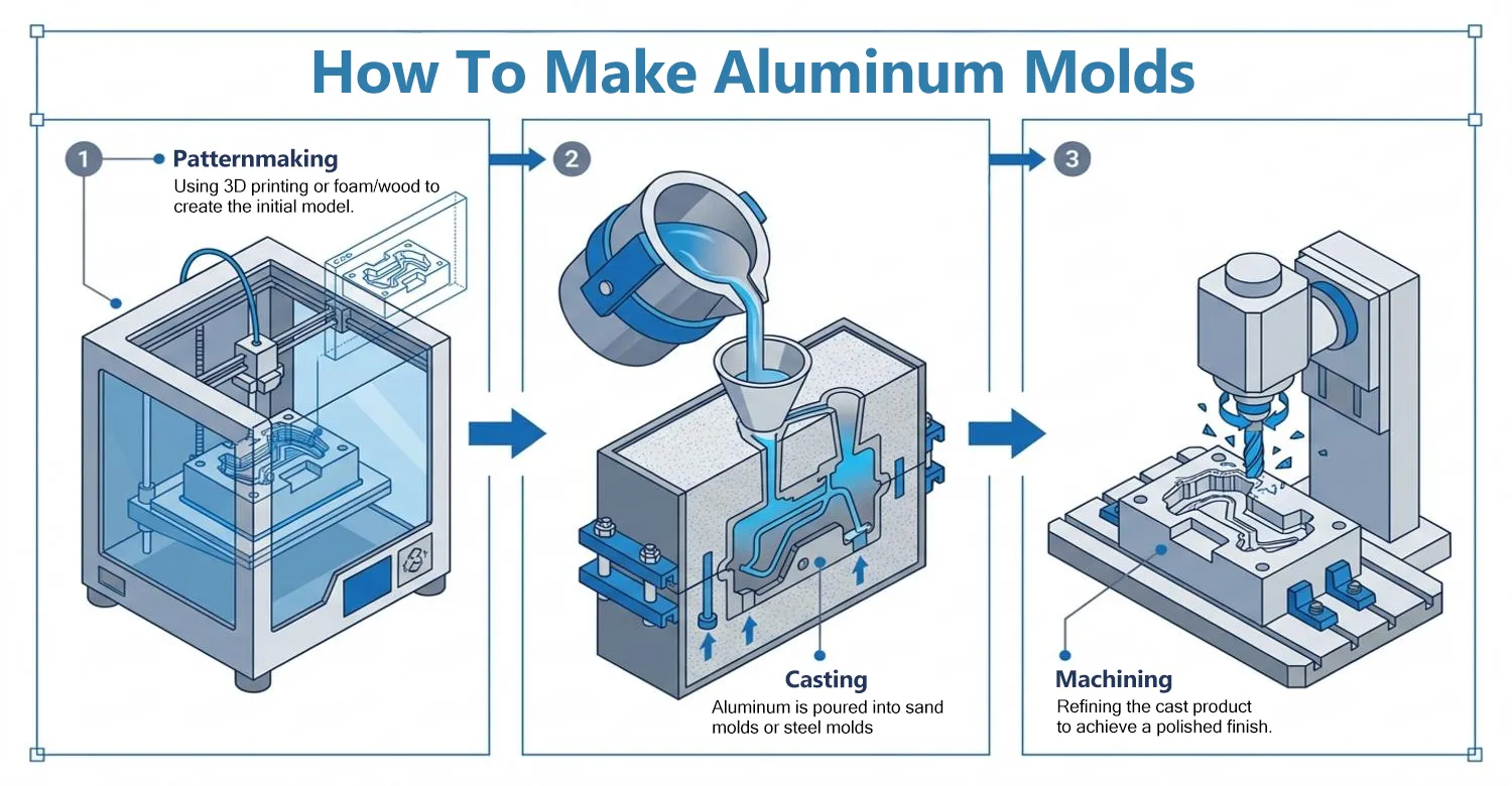 Aluminum mold pattern casting CNC machining sequence