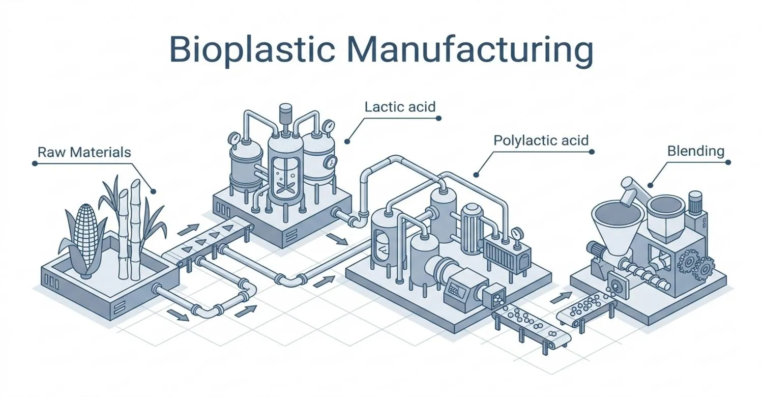 Biomass feedstock convert to lactic acid PLA blending