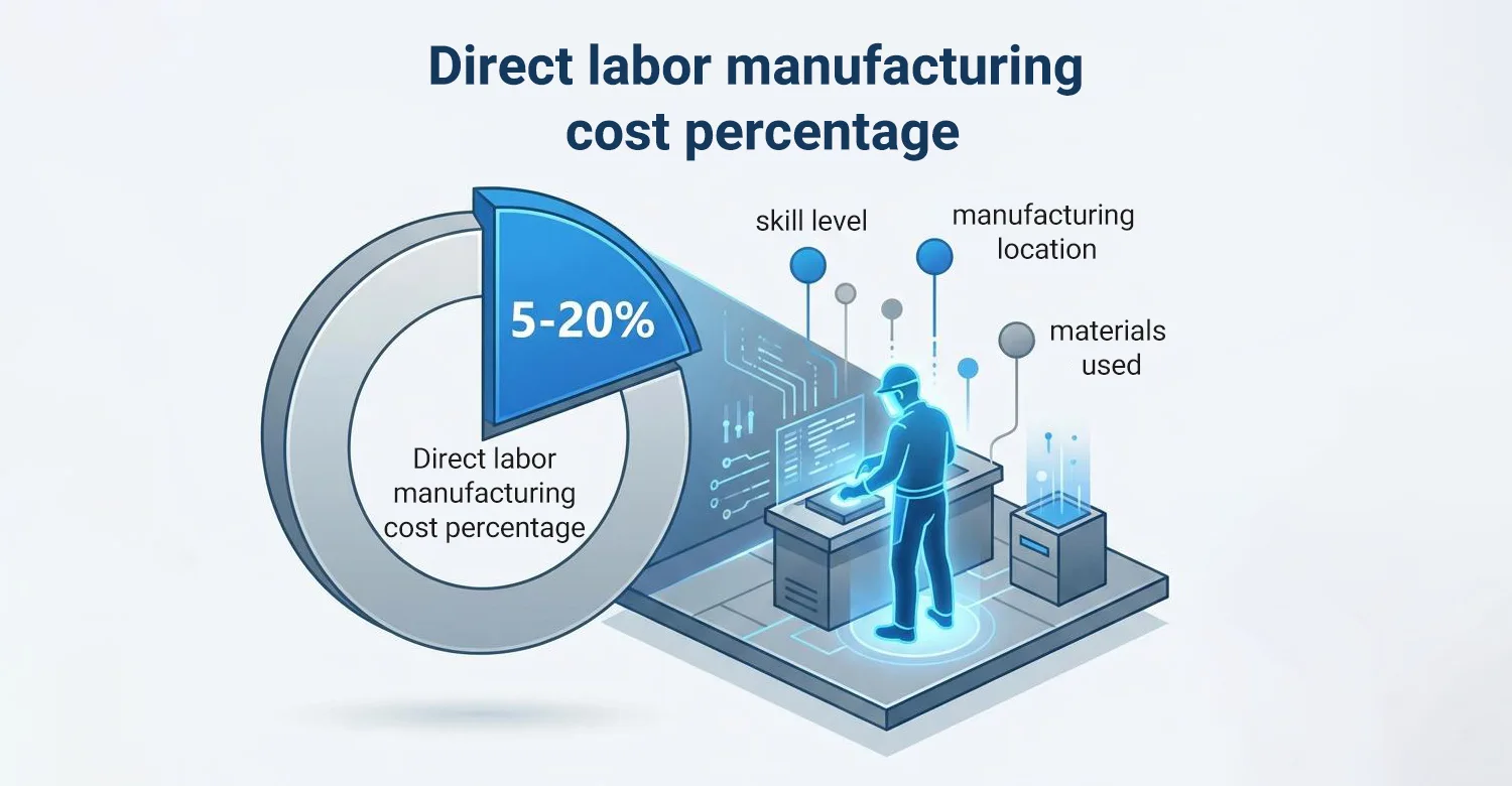 Pourcentage du coût de la main-d'œuvre directe dans l'industrie manufacturière (5-20%)