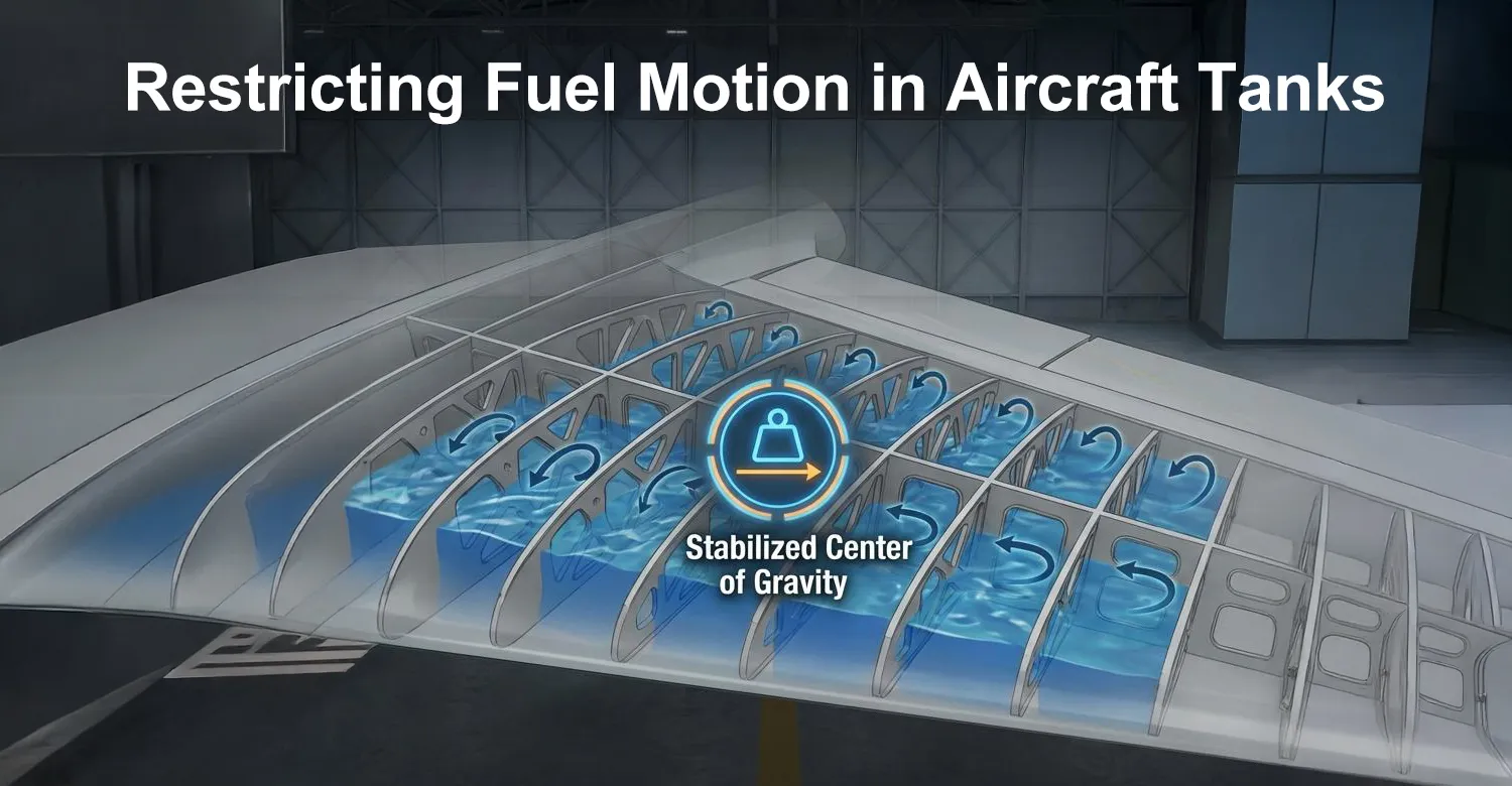 Internal wing ribs stabilize fuel motion in aircraft tanks