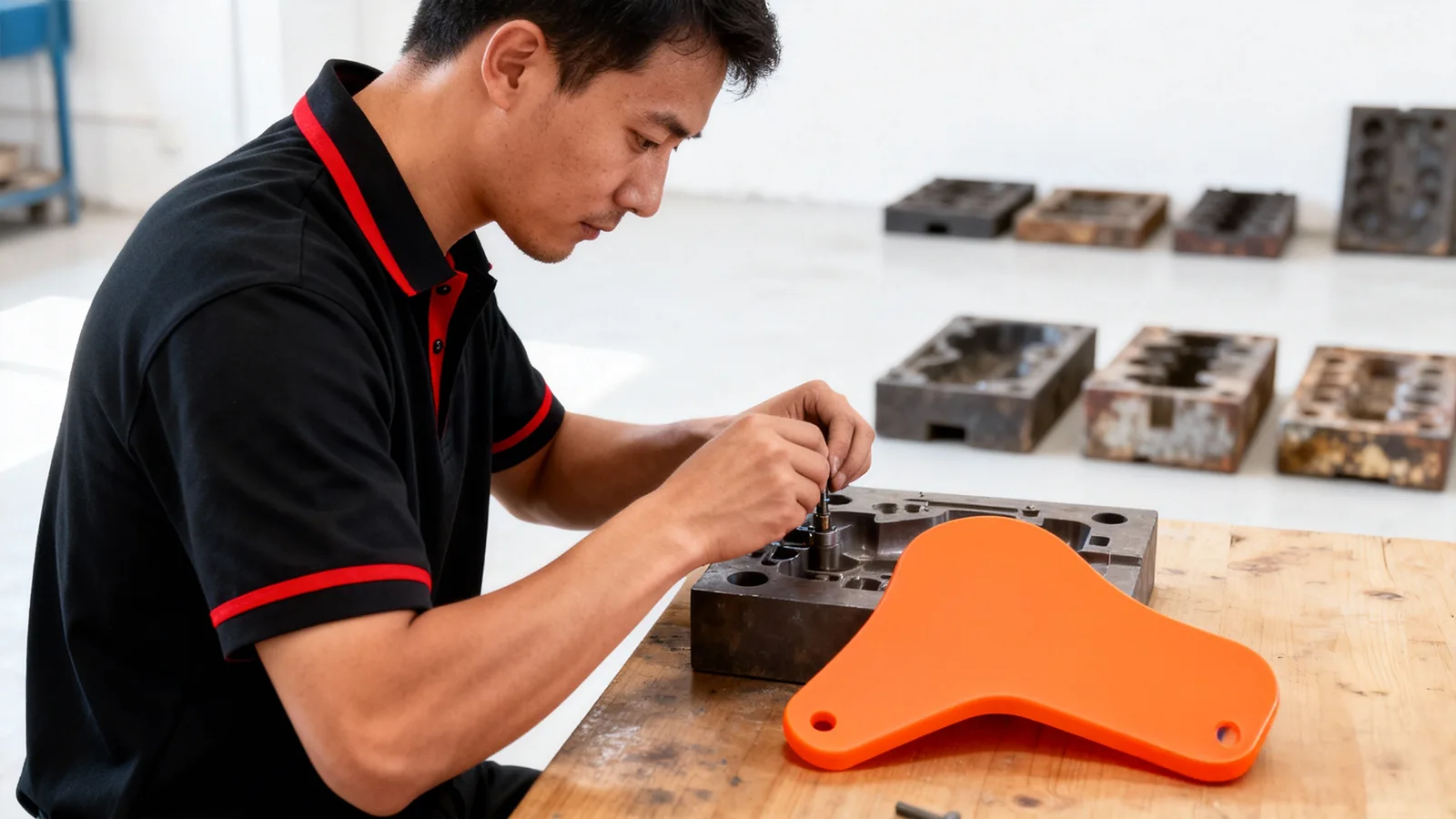Schnellwerkzeuge für die Automobilindustrie in Wartung und orangefarbene Automobilteile