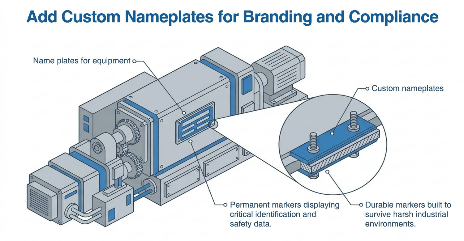 Custom industrial nameplates branding compliance
