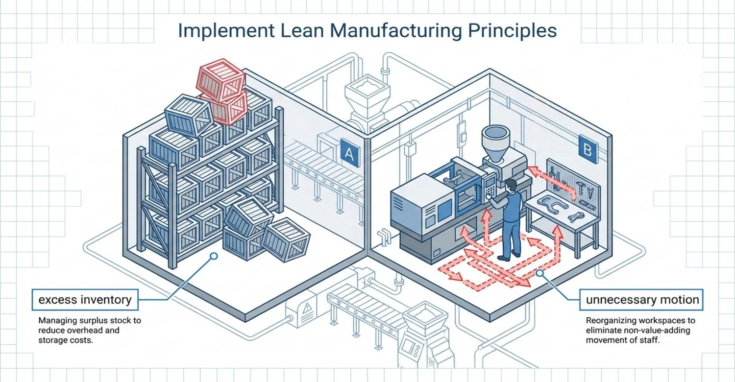 Lean manufacturing excess inventory unnecessary motion