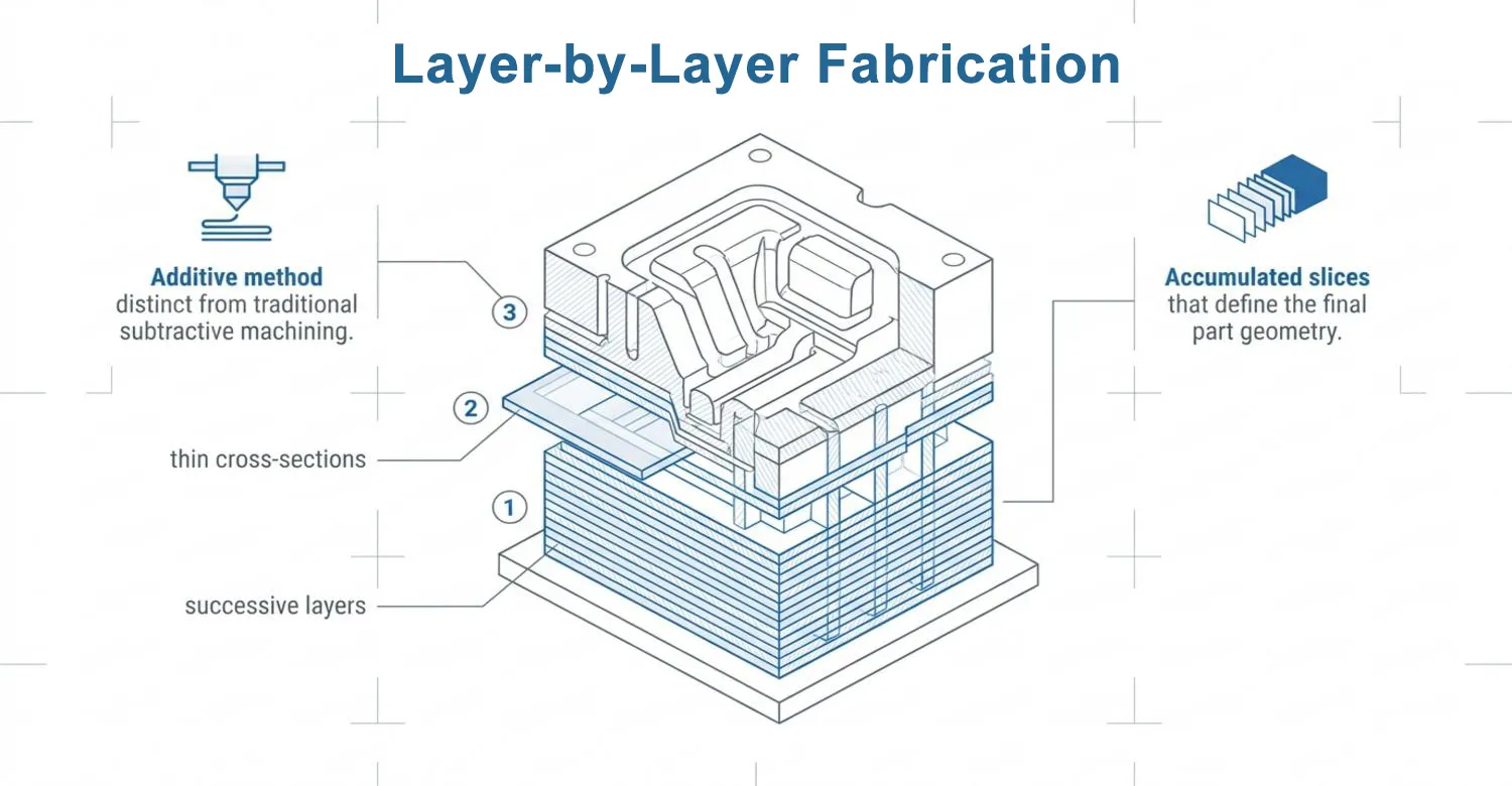 additive manufacturing layers building a part using digital design data