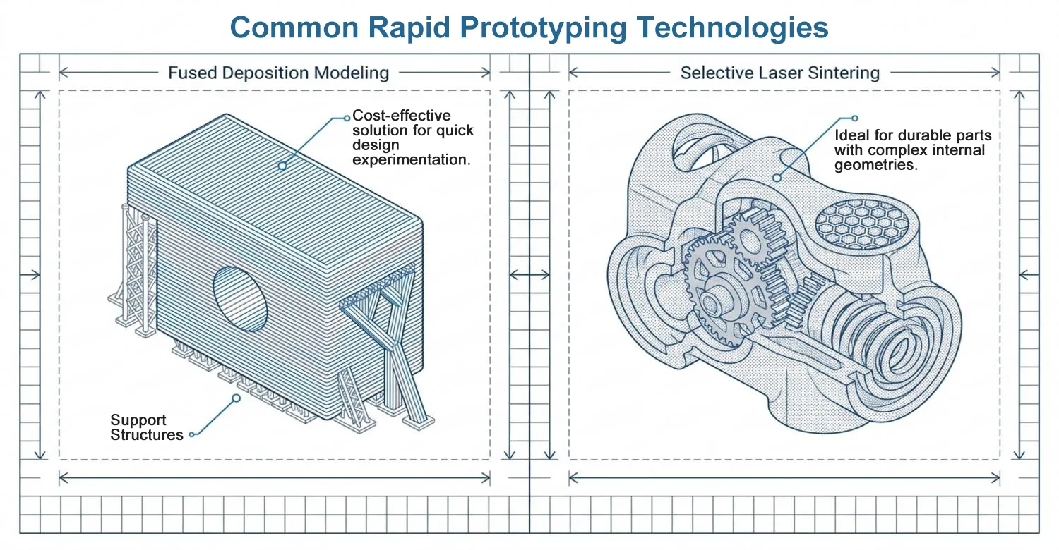 comparative overview of different common rapid prototyping technology methods