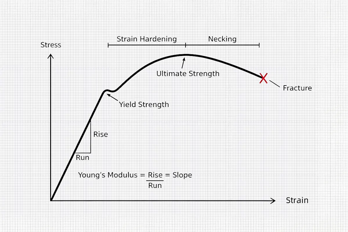 Stress-strain curve of ductile material
