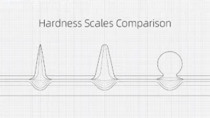 Technical schematic illustrating micro-indentation profiles across different hardness scales